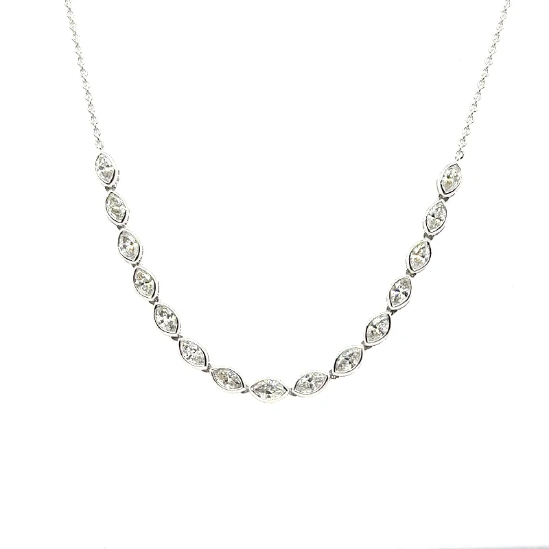 Bezel Set Marquis Diamond Neckalce