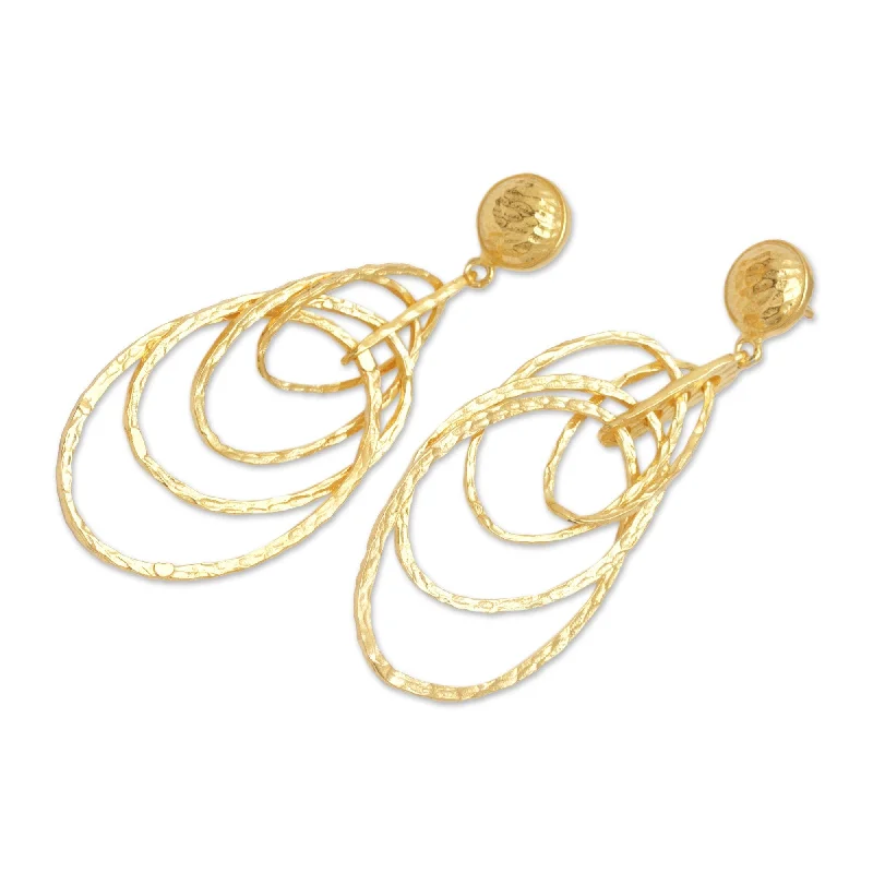 Novica Handmade Timeless Circles Gold-Plated Dangle Earrings