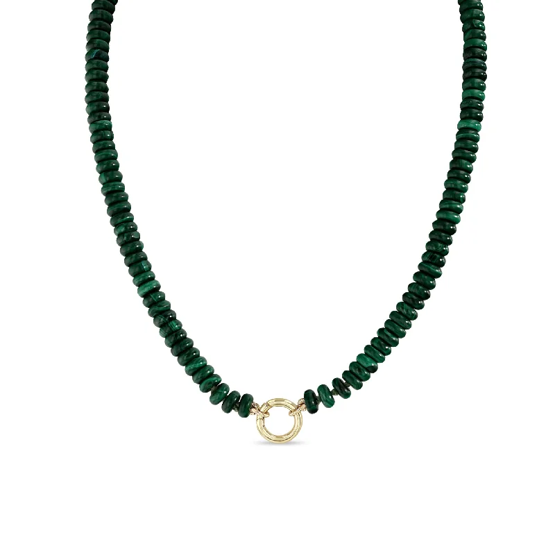 14k Malachite Rondelle Bead Round Enhancer Necklace