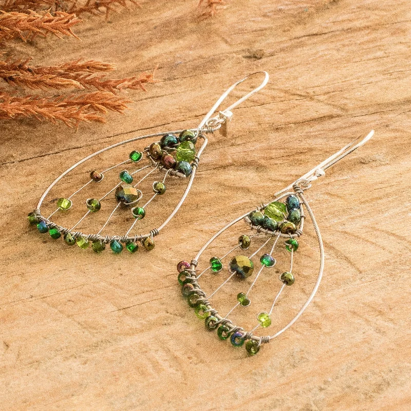 Novica Handmade Green Wings Of Freedom Beaded Dangle Earrings