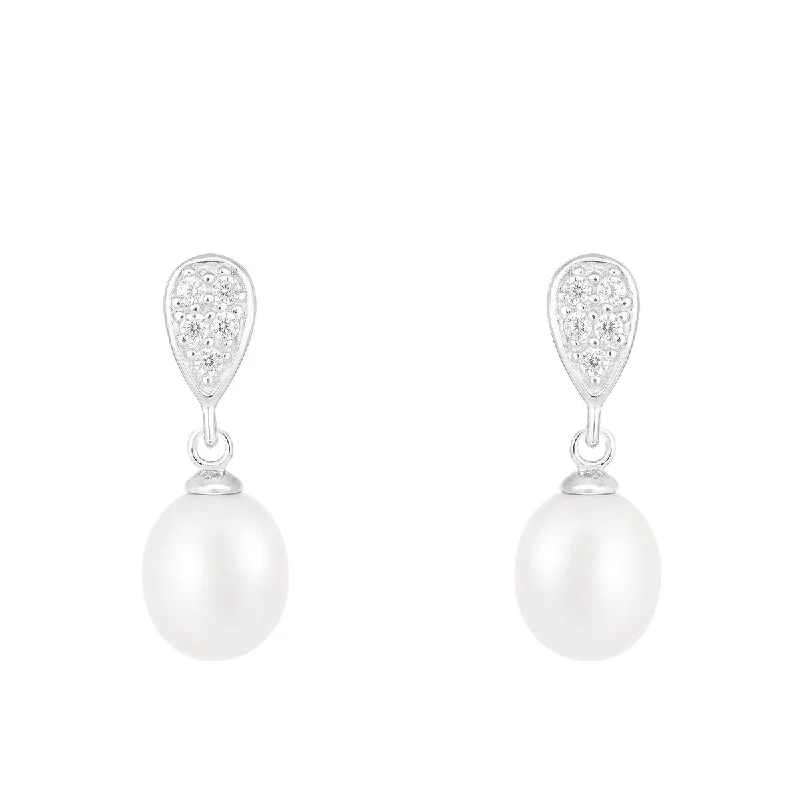 Dangle Push Back Pearl Earrings