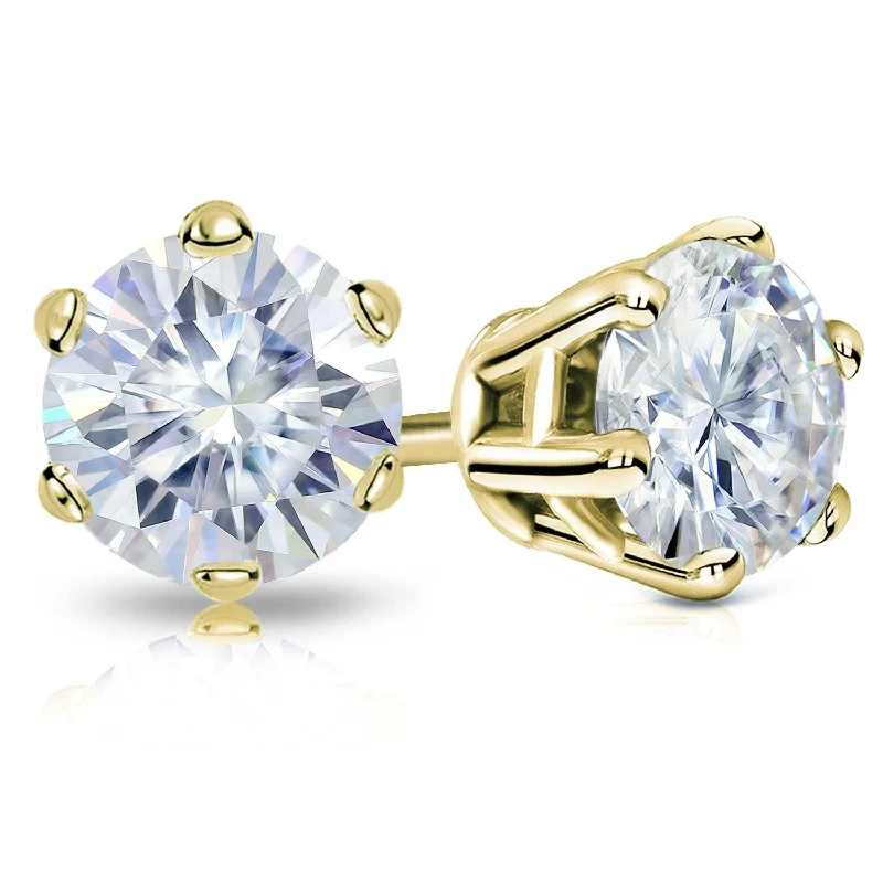 Auriya 14k Gold 3 1/2ctw Round Moissanite Stud Earrings - 7.8 mm