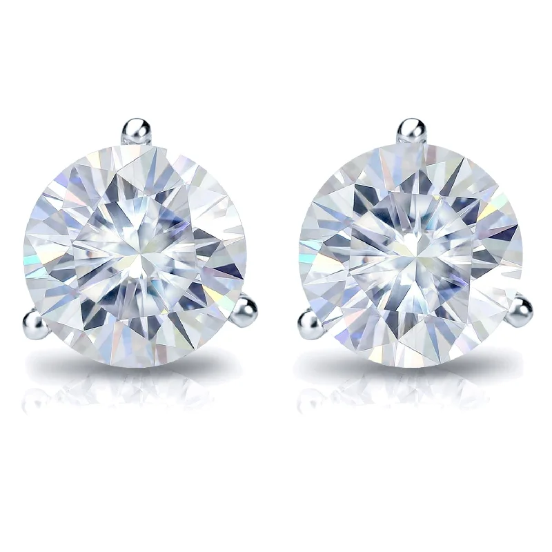 Auriya 2ctw Round Moissanite Stud Earrings 18k Gold Martini-set - 6.5 mm