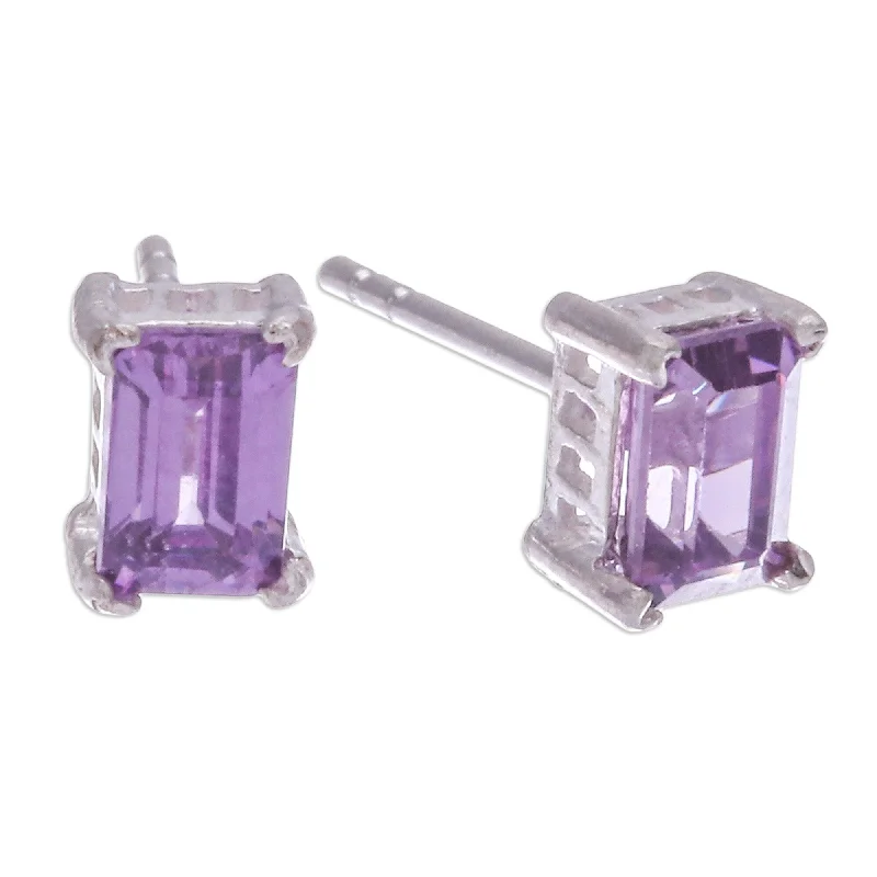 Novica Handmade Purple Baroness Amethyst Stud Earrings