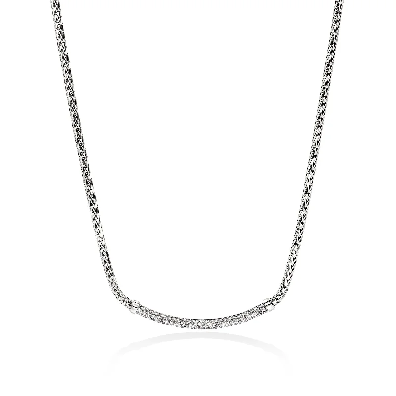 John Hardy center diamond curved bar necklace