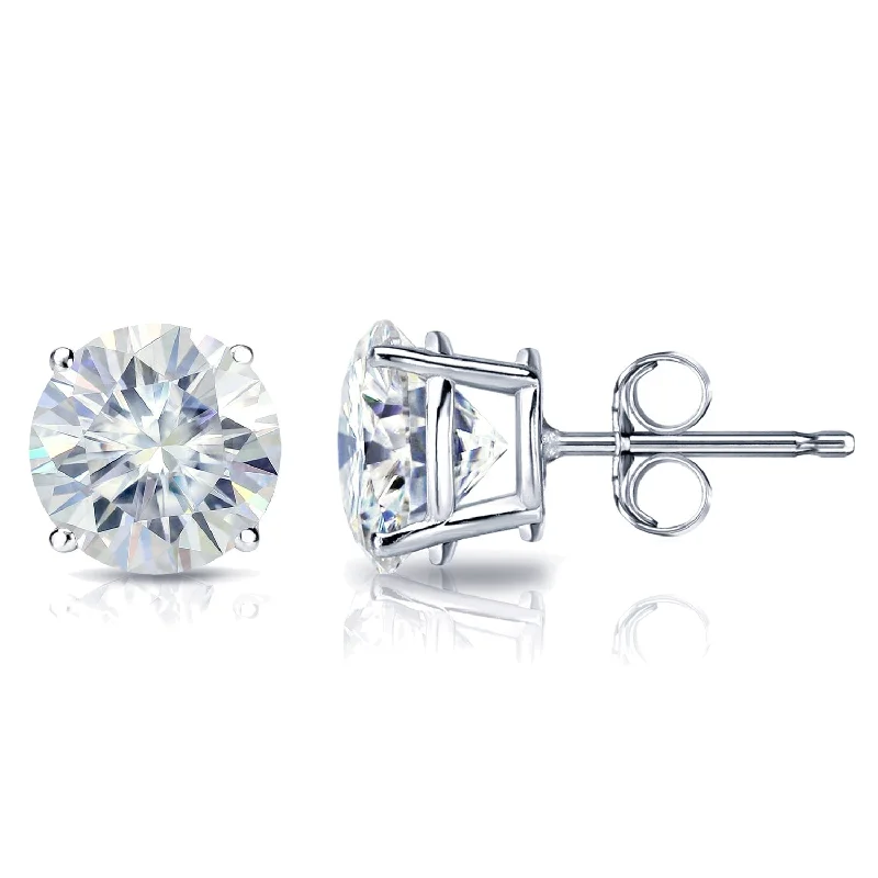 Auriya Platinum 2ctw Bezel-set Round Moissanite Stud Earrings - 6.5 mm