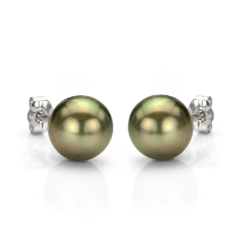 DaVonna 14k Gold Tahitian Cultured Pearl Stud Earrings (9-9.5 mm)(Case of 3)