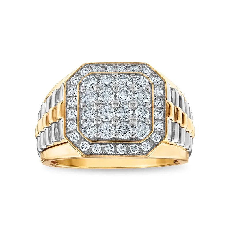 Signature EcoLove 1-1/2 CTW Lab Grown Diamond Rolex-Look Ring in 14KT White and Yellow Gold