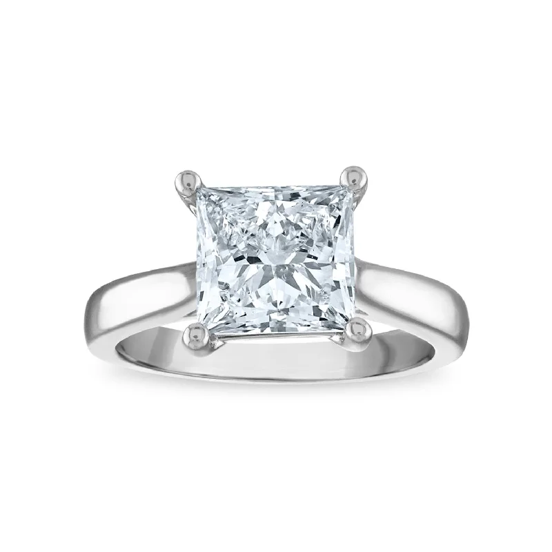 Red Hot Deal  3 CTW Princess Cut Lab Grown Diamond Solitaire Ring in 14KT White Gold