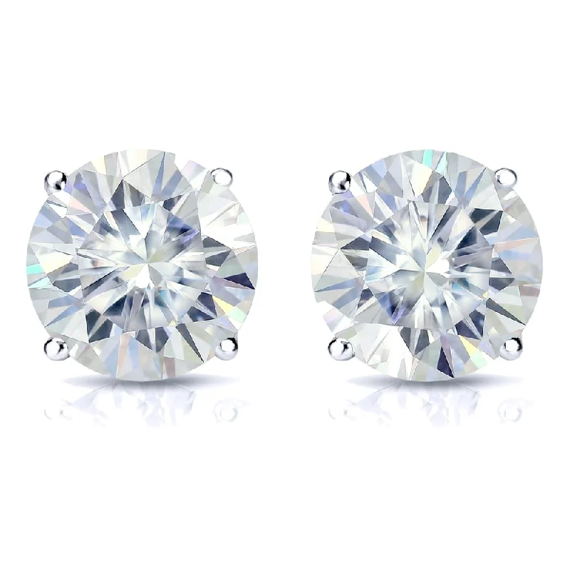 Auriya 4ctw Round Moissanite Stud Earrings Platinum 4-Prong Basket