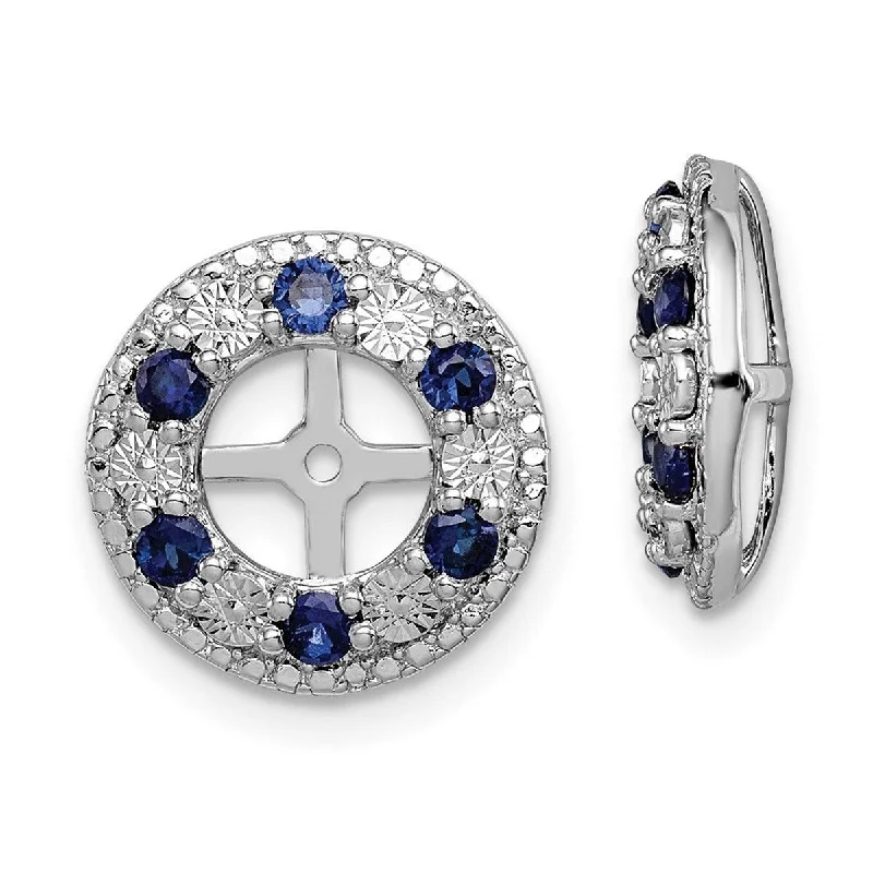 Curata 925 Sterling Silver Polished 13mm Created Blue Sapphire Earrings Jacket