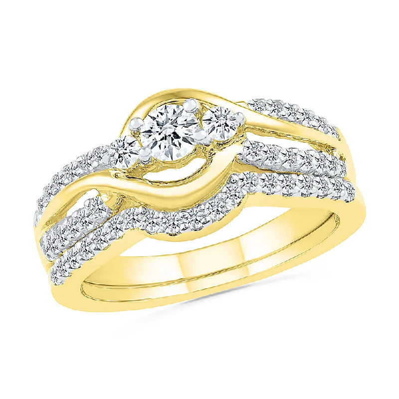 Diamond Engagement Ring With Twist Design & Curved Band