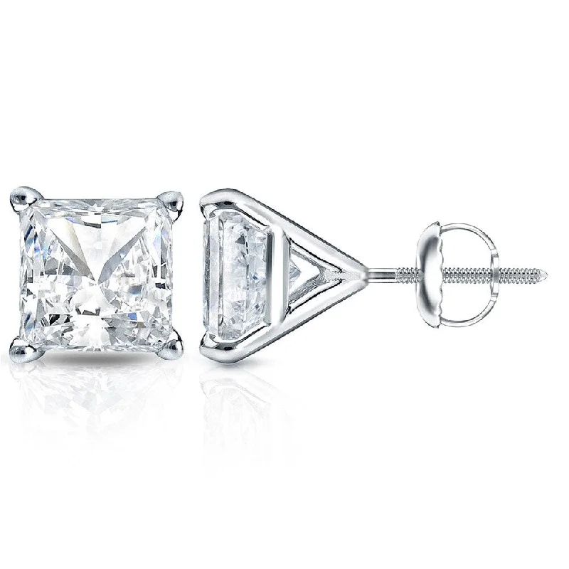 Auriya 2ctw Princess-cut Diamond Stud Earrings 14k Gold Martini-set (H-I, SI1-SI2)