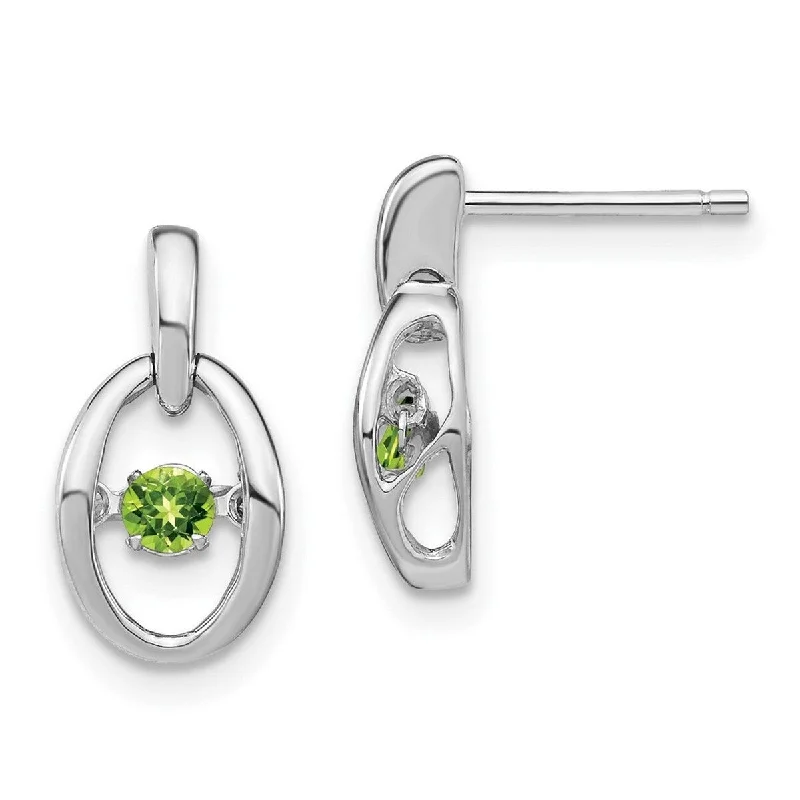 Curata 925 Sterling Silver Rhodium Peridot Vibrant Earrings - 14x7.5mm