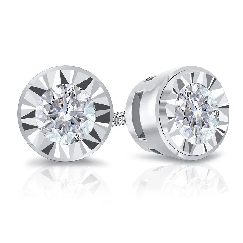 Auriya Round 5/8cttw Bezel Set Diamond Stud Earrings 14K Gold