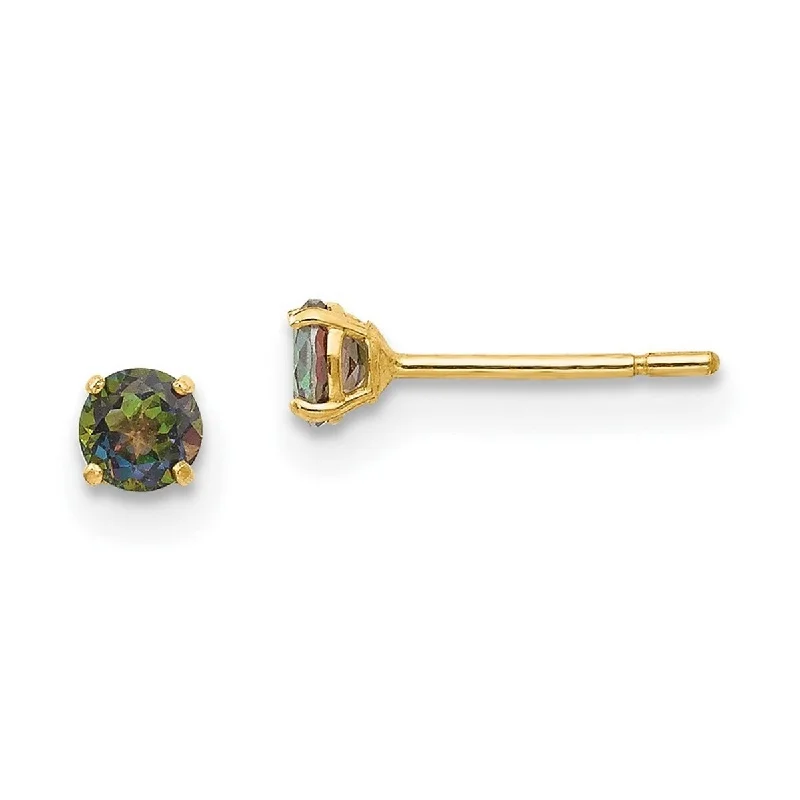 Curata 14k Yellow Gold Polished Round Mystic Topaz 3mm Post Earrings