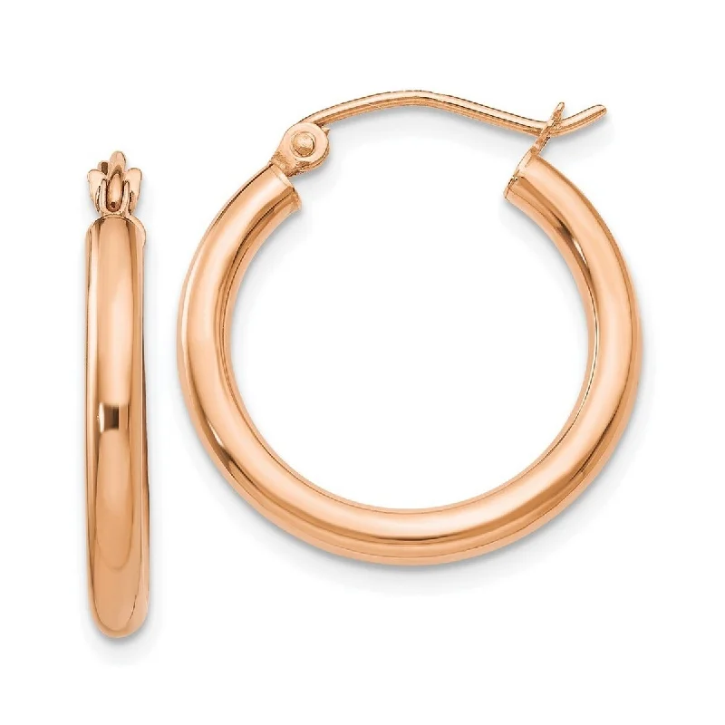 Curata 10k Rose Gold Polished Lightweight Tube Hoop Earrings - 20mm