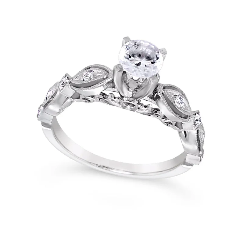 Milgrain Edge Tapered Diamond Engagement Mounting