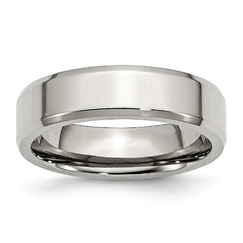 Stainless Steel Beveled Edge 6MM Polished Band