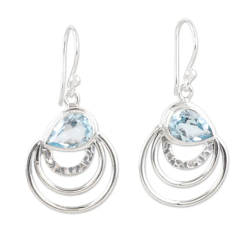 Novica Handmade Loyal Orbits Blue Topaz Dangle Earrings