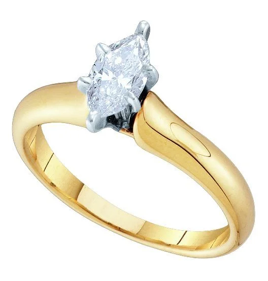 Signature Certificate 3/4 CTW Marquise Diamond Solitaire Ring in 14KT Yellow Gold