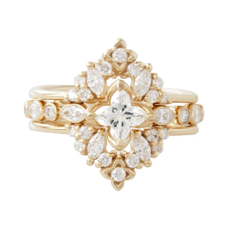 Orchid Cut Diamond Engagement Ring and Ring Guard Jasmin