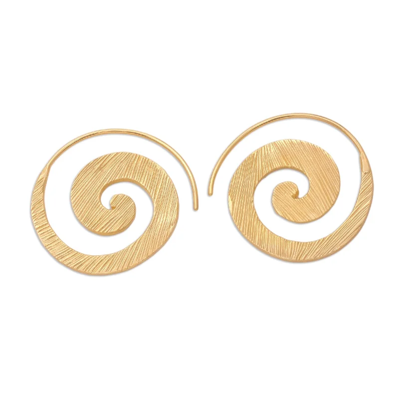 Novica Handmade Spinning Line Gold-Plated Drop Earrings