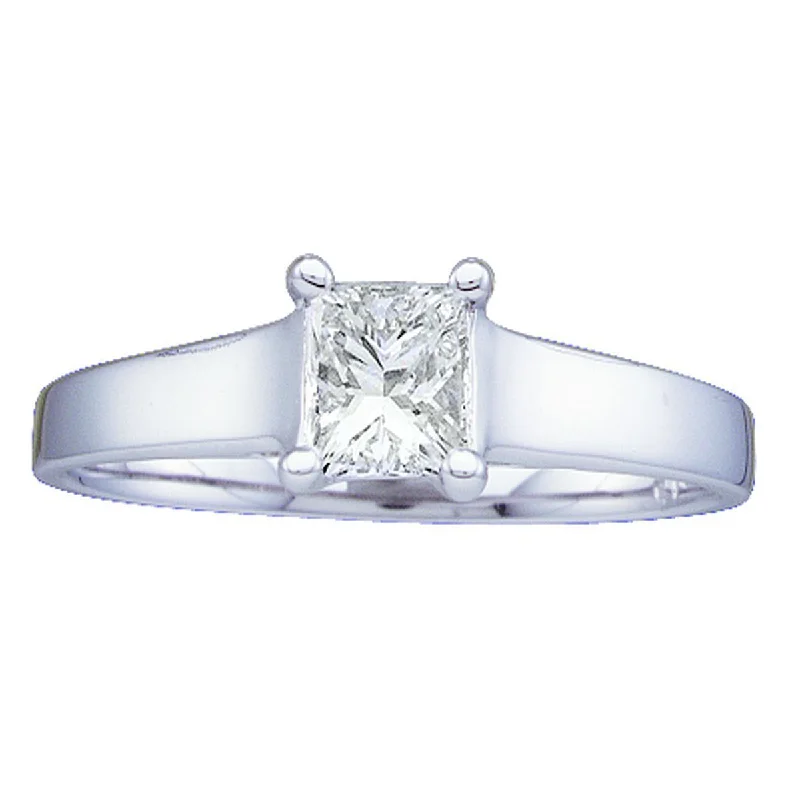 Royale 3/4 CTW Princess Cut Diamond Solitaire Ring in 14KT White Gold