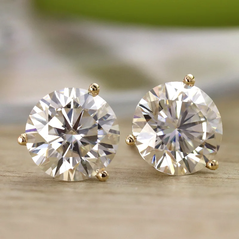 Auriya 3 1/2ctw Round Moissanite Stud Earrings 18k Gold Martini-set - 7.8 mm