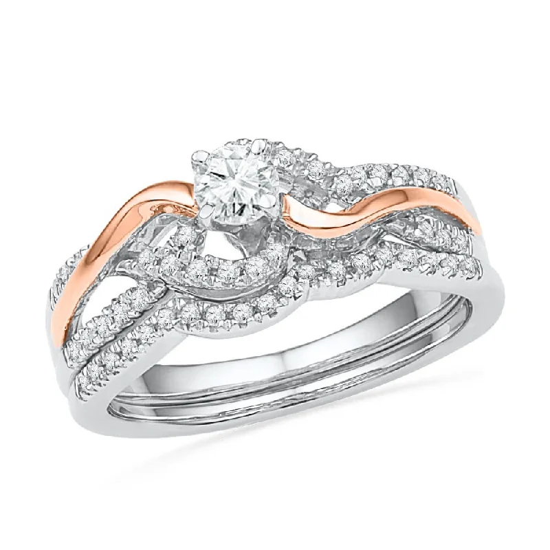 Swirl Diamond Engagement Ring Set