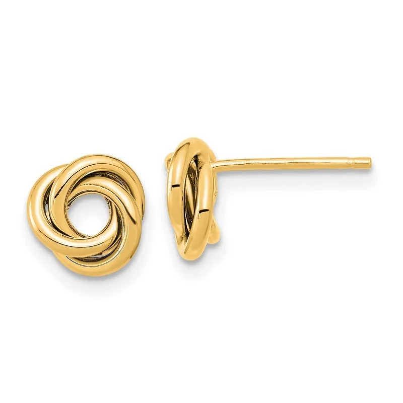 Curata 14k Yellow Gold 8mm Open Love Knot Post Earrings