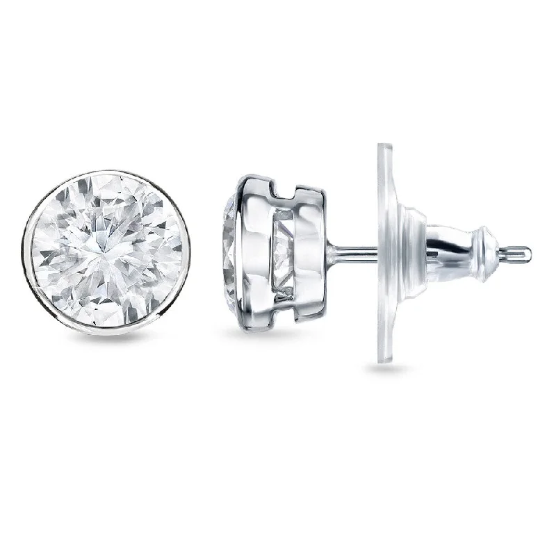 14k Gold 3/4ct TDW Round Diamond Bezel Stud Earrings by Auriya (H-I, SI1-SI2)