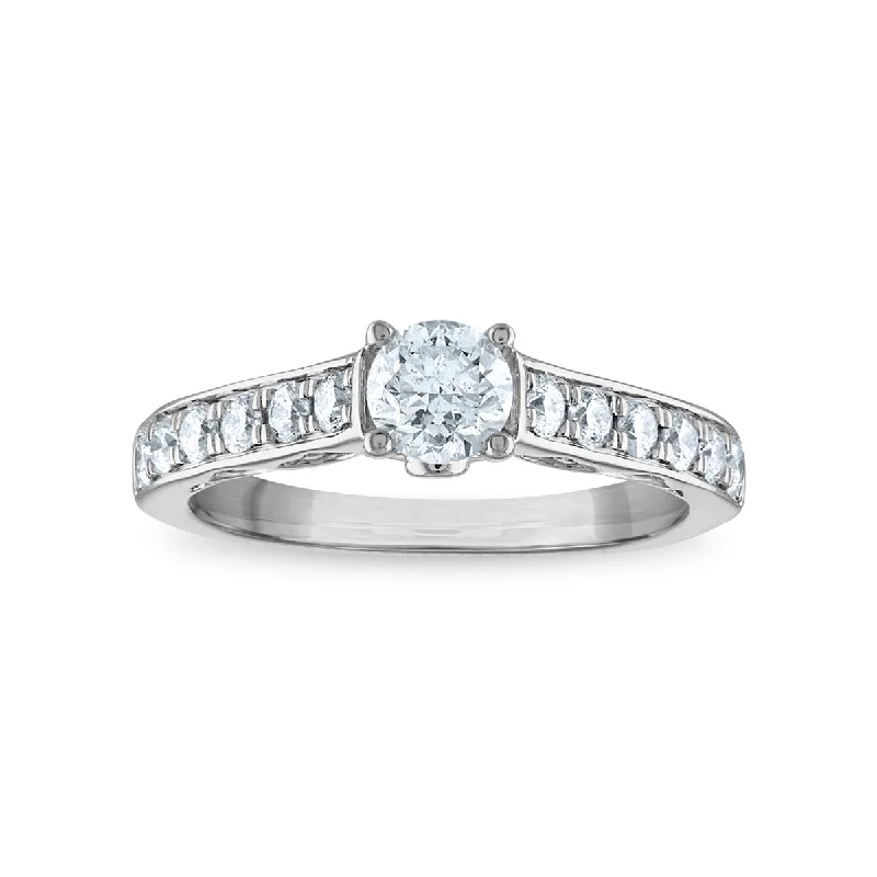 1 CTW Diamond Engagement Classic Ring in 14KT White Gold