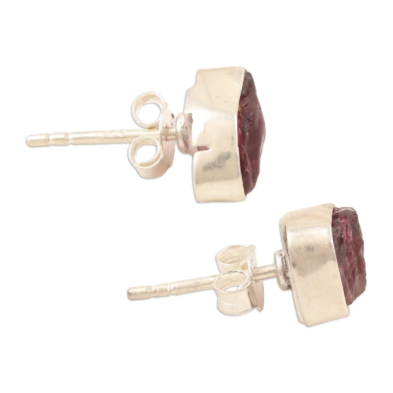 Novica Handmade Liberated Perseverance Garnet Stud Earrings