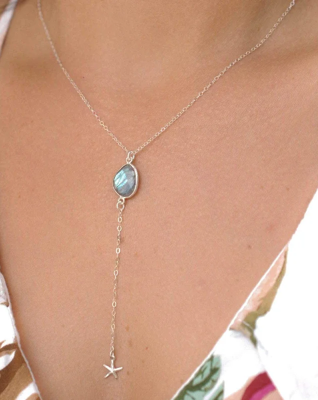 Labradorite Y Necklace ~ Sterling Silver 925~MN051