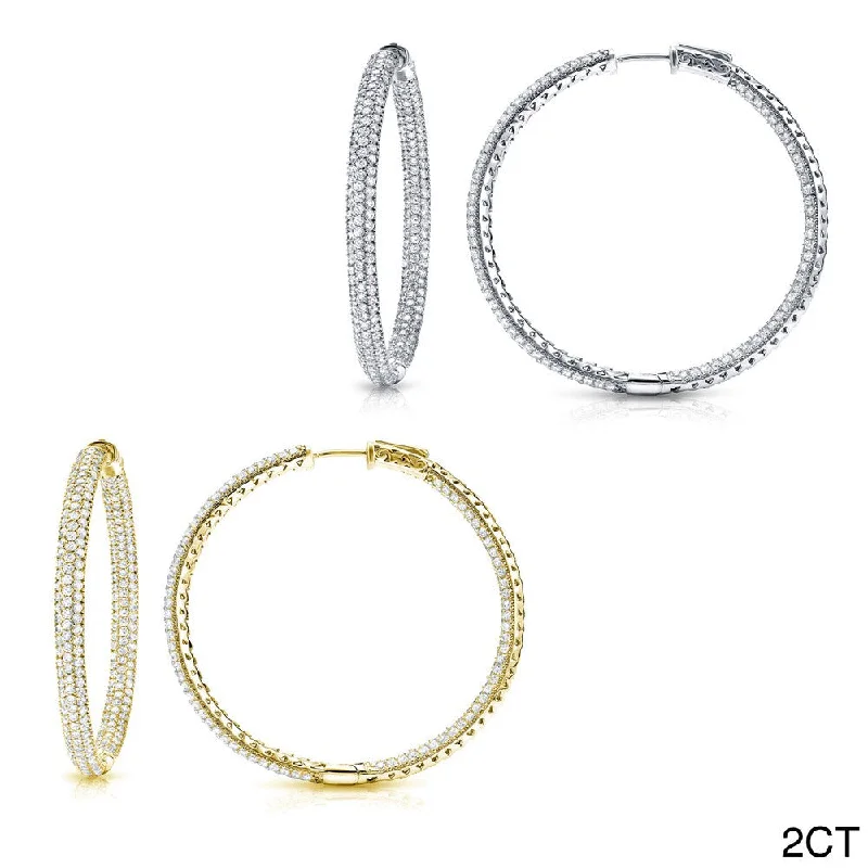 Auriya 14k Gold Small to Large Inside Out Pave Diamond Hoop Earrings (H-I, SI1-SI2)