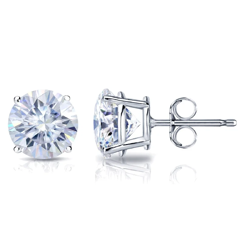 Auriya Platinum 4ctw Round Moissanite Stud Earrings