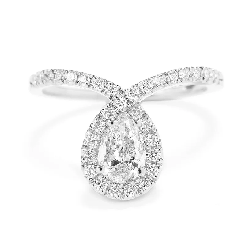 Pear Halo Diamond Unique Engagement Ring - Bliss ♥