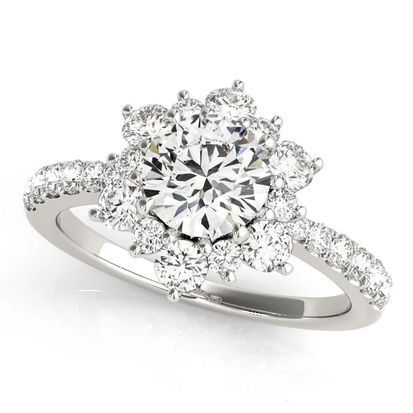 Diamond Flower Design Halo Engagement Mounting