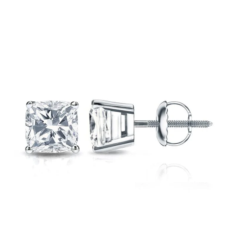 Auriya 14k Gold 1 1/2ctw Cushion Cut Diamond Stud Earrings (H-I, SI1-SI2)