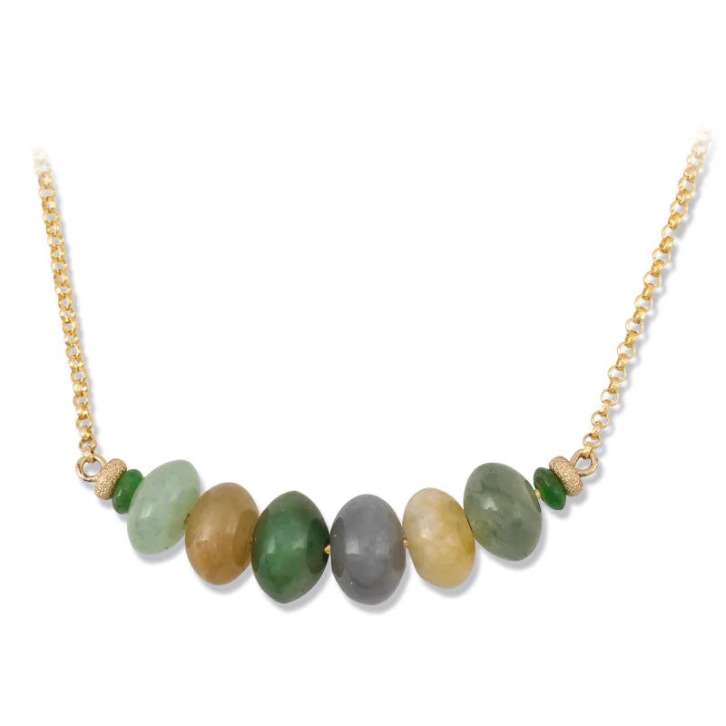 Multi Color Natural Jade Tapered Necklace