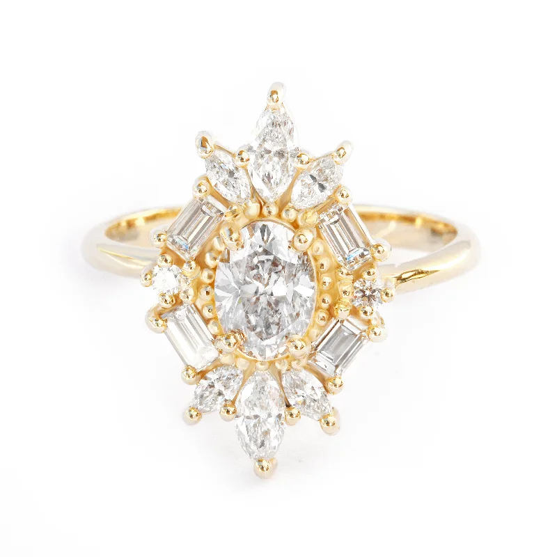 Oval Diamond Unique Art Deco Engagement Ring - Great Gatsby ♥