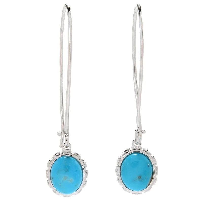 925 Sterling Silver Campitos Turquoise Drop & Dangle Earrings