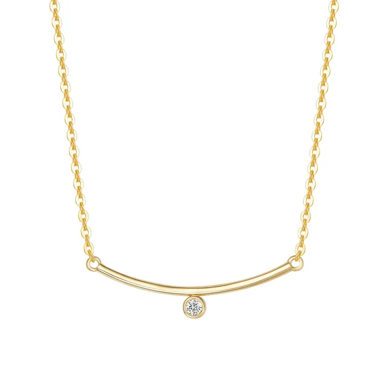 "Diamond Under Lining" 14K Yellow Gold Necklace