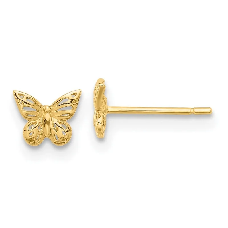 Curata 14k Yellow Gold Polished 4.9x6mm Butterfly Post Earrings