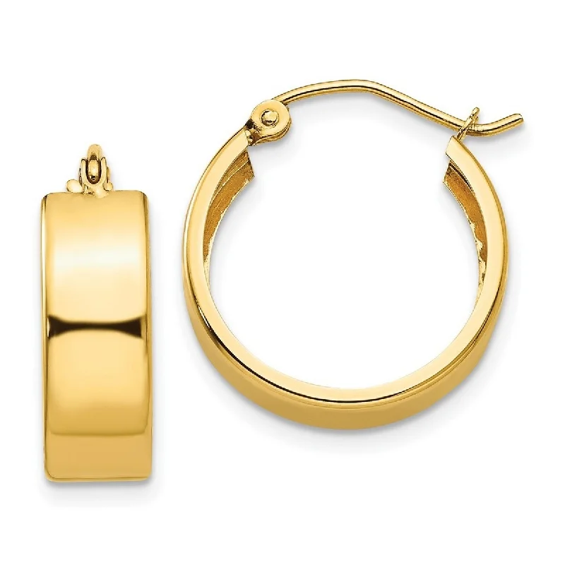 Curata 10k Yellow Gold 13x5.5mm Flat Wide Hoop Earrings