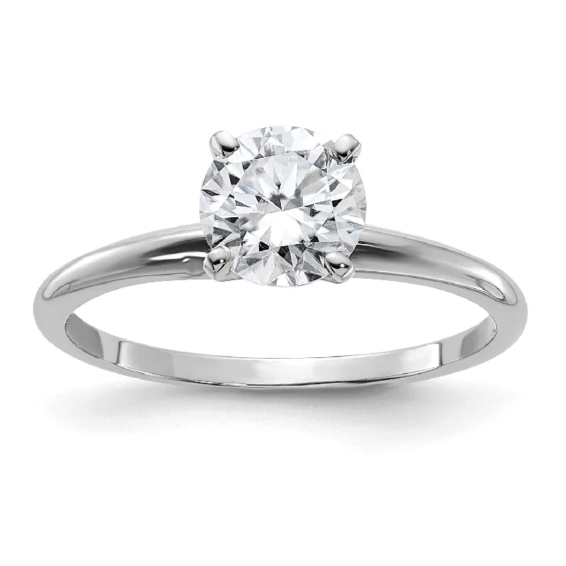 6.5MM Round Moissanite Solitaire Engagement Ring in 14KT White Gold; Size 6