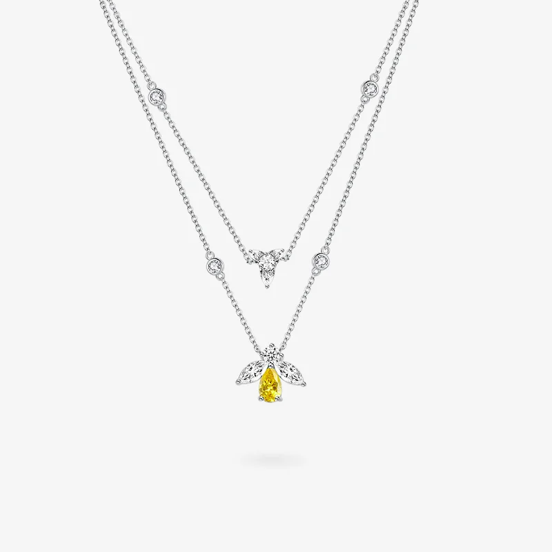 "Honey Talk" Honey Bee Two Layer Double Sterling Silver Necklace