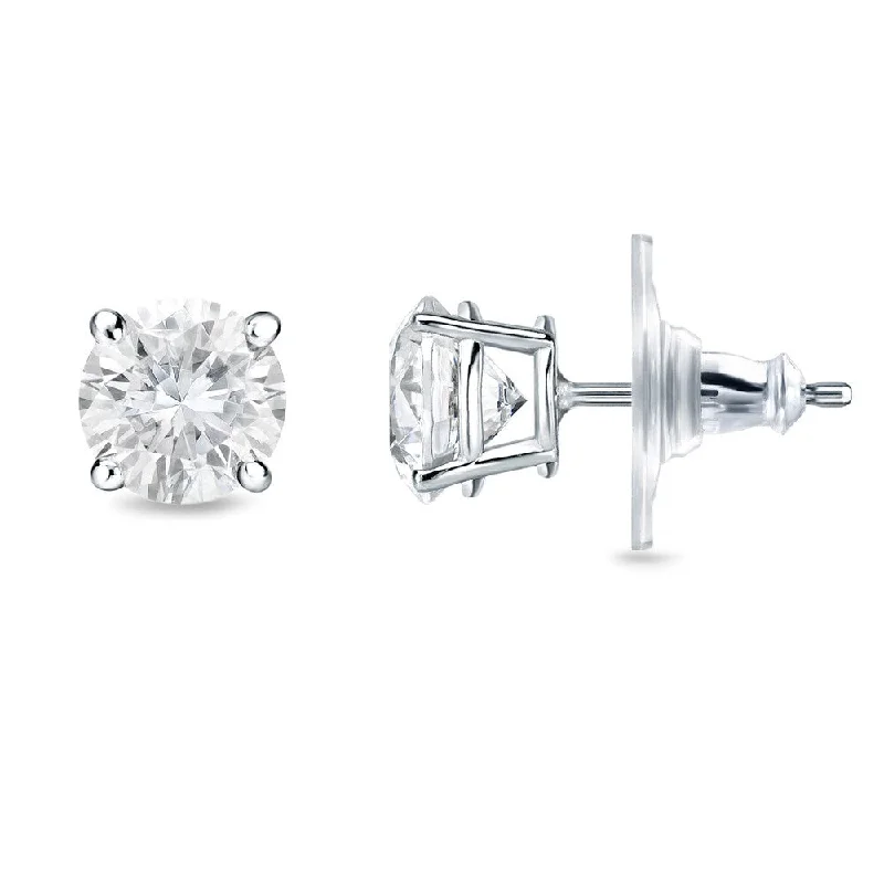 14k Gold 3/4ct TDW Locking Back Round Diamond Stud Earrings by Auriya (H-I, SI1-SI2)