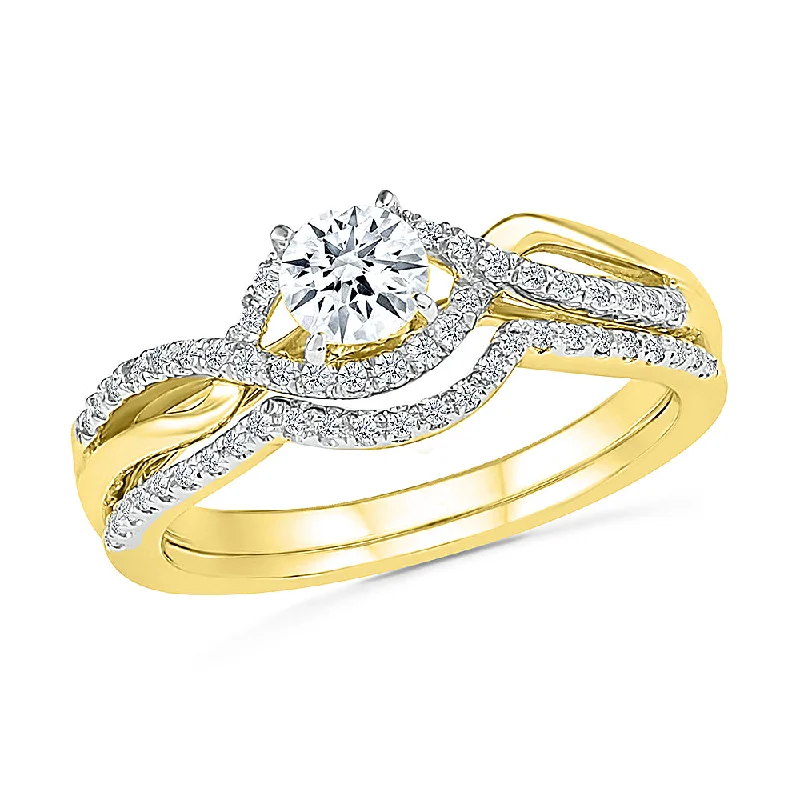 Diamond Twist Engagement Ring Set